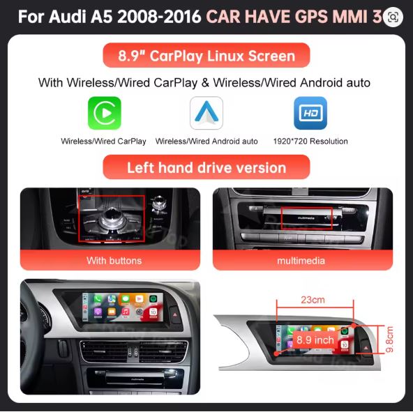 AUDI A5 2008-2016 CARPLAY SCREEN